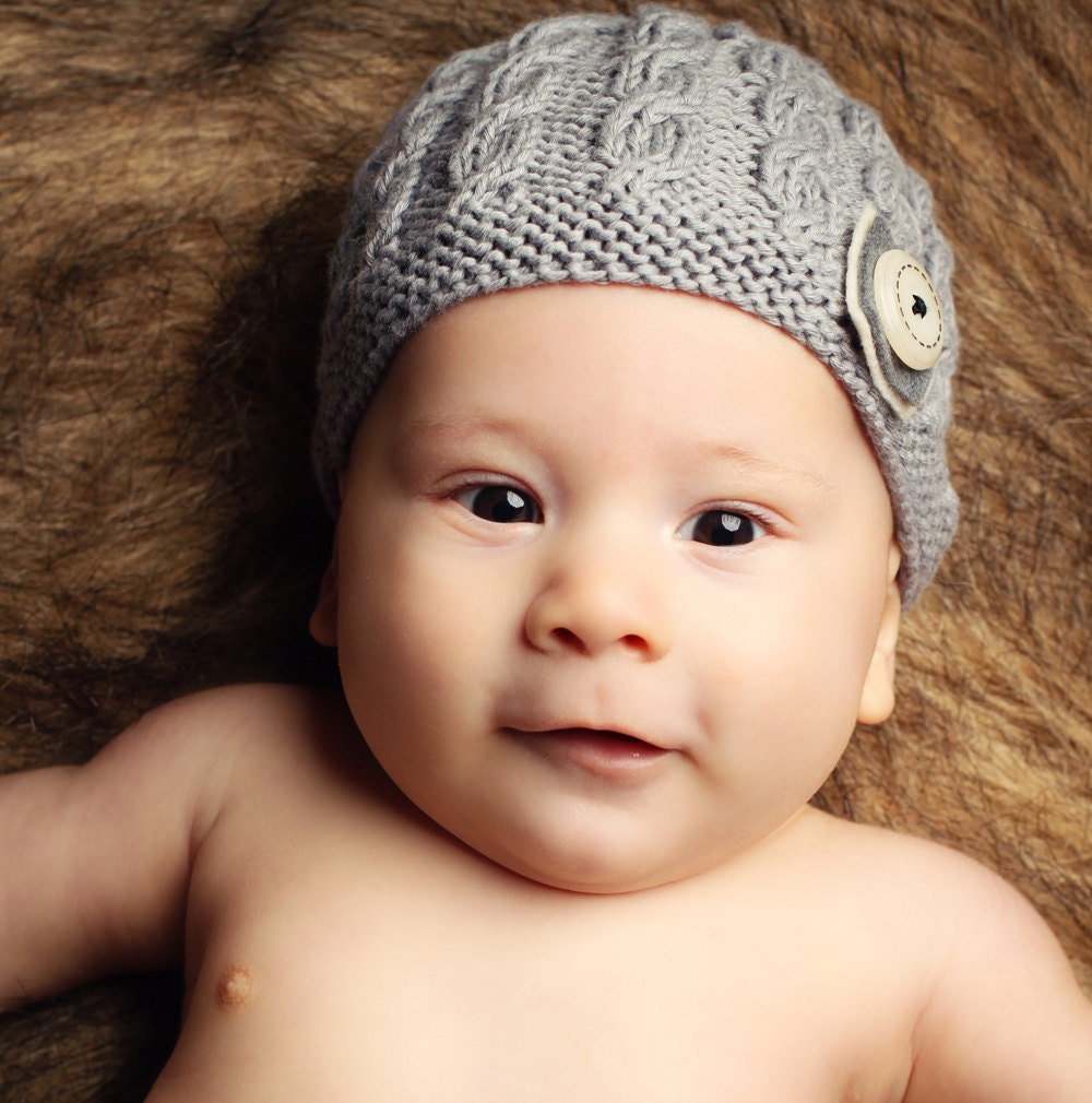 Baby Hat Knitting Pattern with cable design  HARPER Instant Download