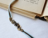 Bracelet Antique gold-plated brass charms and light blue and brown ribbon - Mother's Day Gifts
