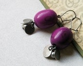 Earrings Purple resin and charms - Mother's Day Gifts - resin jewelry