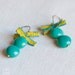 Turquoise Czech glass Earrings - Turquoise Czech glass beads and yellow ribbon bow - drop earrings - dangle earring - chandelier