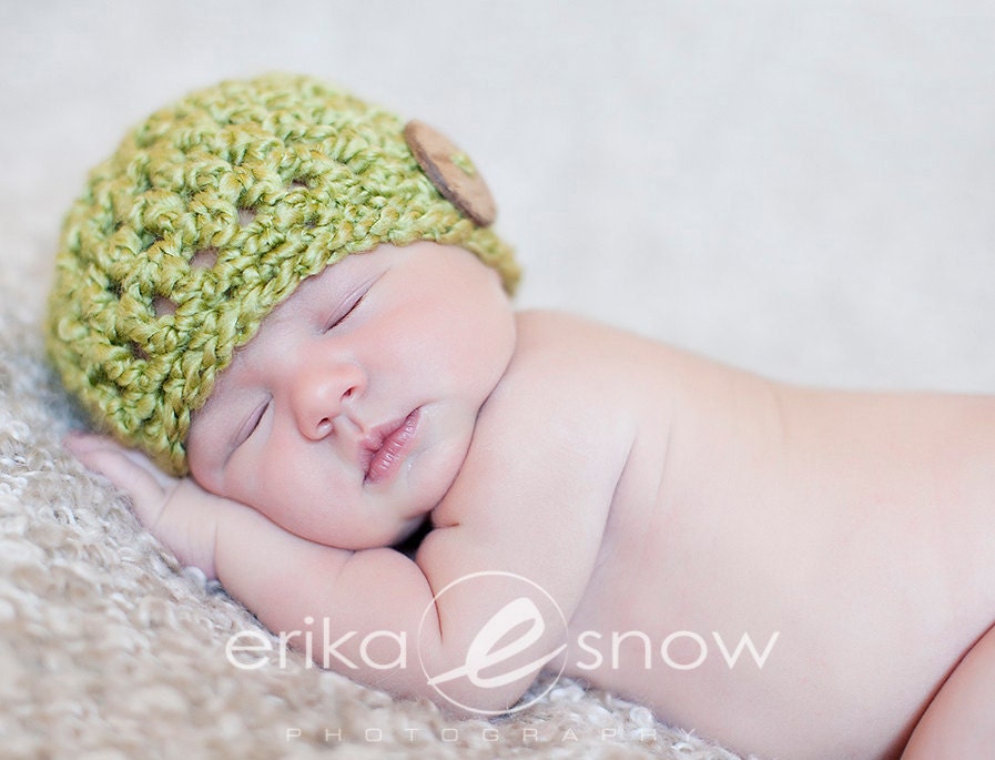 Newborn Button Hat -  Perfect Photo Prop