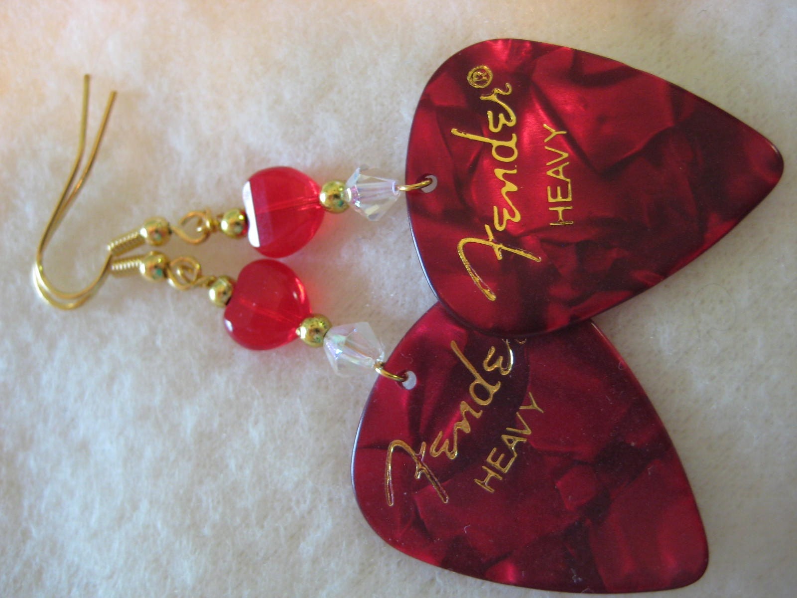 Guitar picks earrings with heart