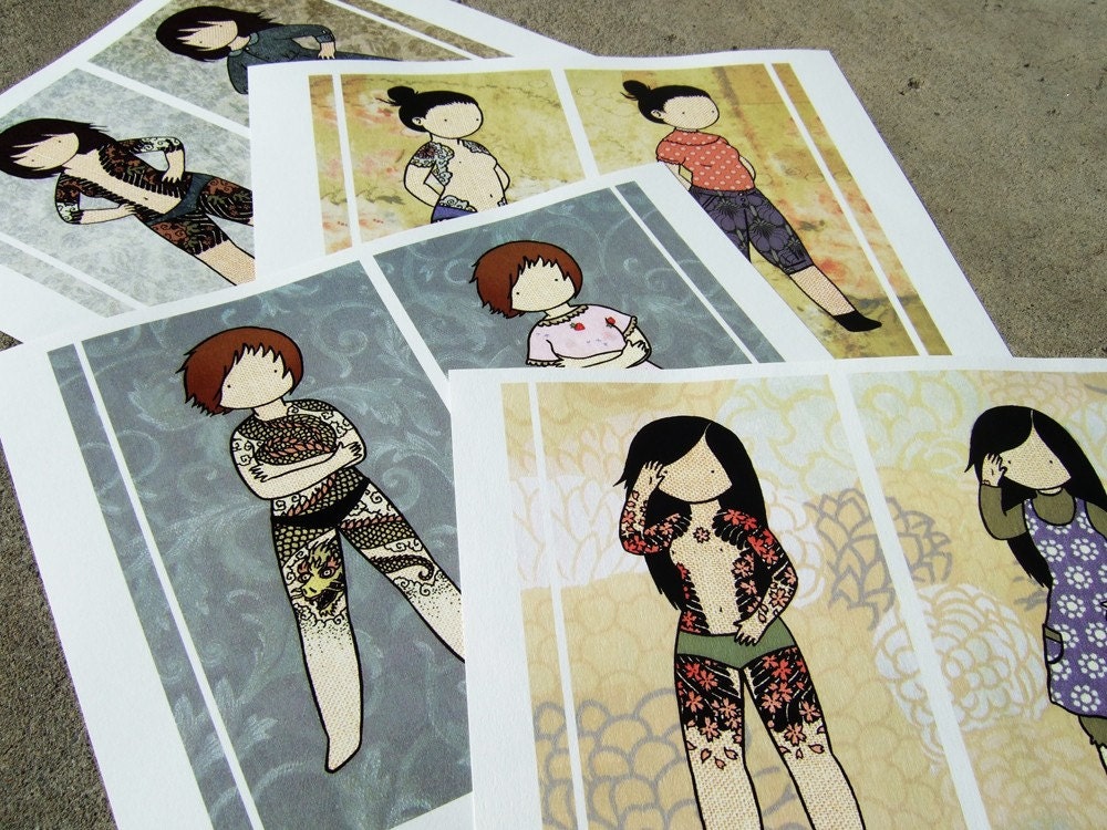 Set of 4 Secret Yakuza full color prints