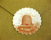 Vintage Bee Skep Stickers Eco- Friendly Envelope Seals Set of 24