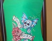 LARGE EMER GREEN TUBE TOP SUGAR SKULL BUTTERFLY WINGS