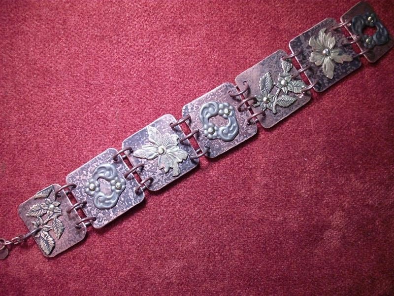 Copper Floral Link Bracelet