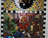 Wu Xing Chinese Glass and Mixed Media Mosaic Yin Yang