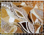 Mosaic Stained Glass Art, Gold and White