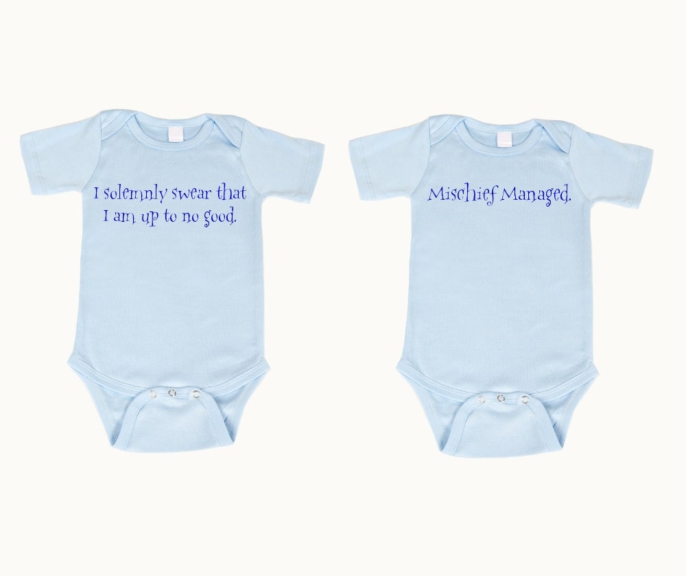 I Solemnly Swear/Mischief managed gift set Harry Potter onesie