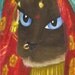 Siamese Cat Art, Cat Dressed in Indian Sari Robes 5x7 Fine Art Print