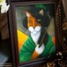 Calico Cat Art, Geisha Cat Wearing Green Japenese Kimono 11x14 Fine Art Print