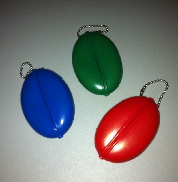 1970s Rubber Squeeze Change Purse with Chain by therpsajik on Etsy