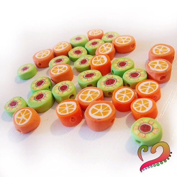 32 Orange Fruit small beads