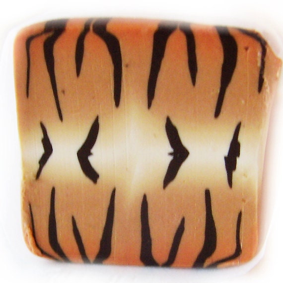 Brown Tiger Skin Polymer Clay Cane