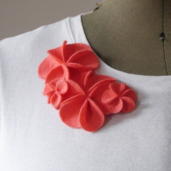 Coral Pink Blossom Small Corsage Brooch