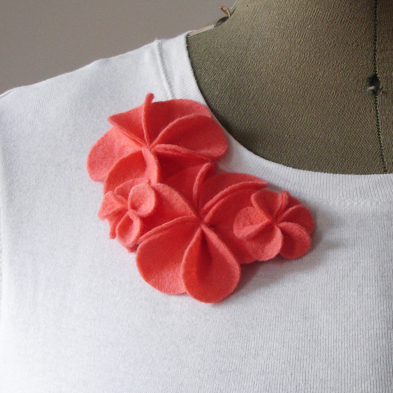 Coral Pink Blossom Small Corsage Brooch