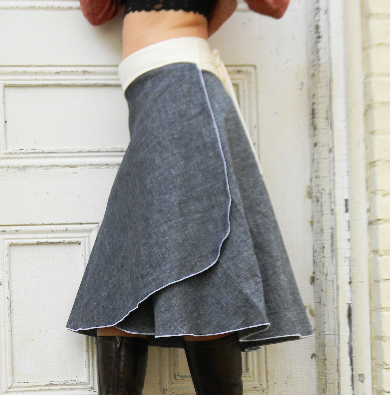 Organic Denim Wrap Skirt (Hemp and Organic Cotton)