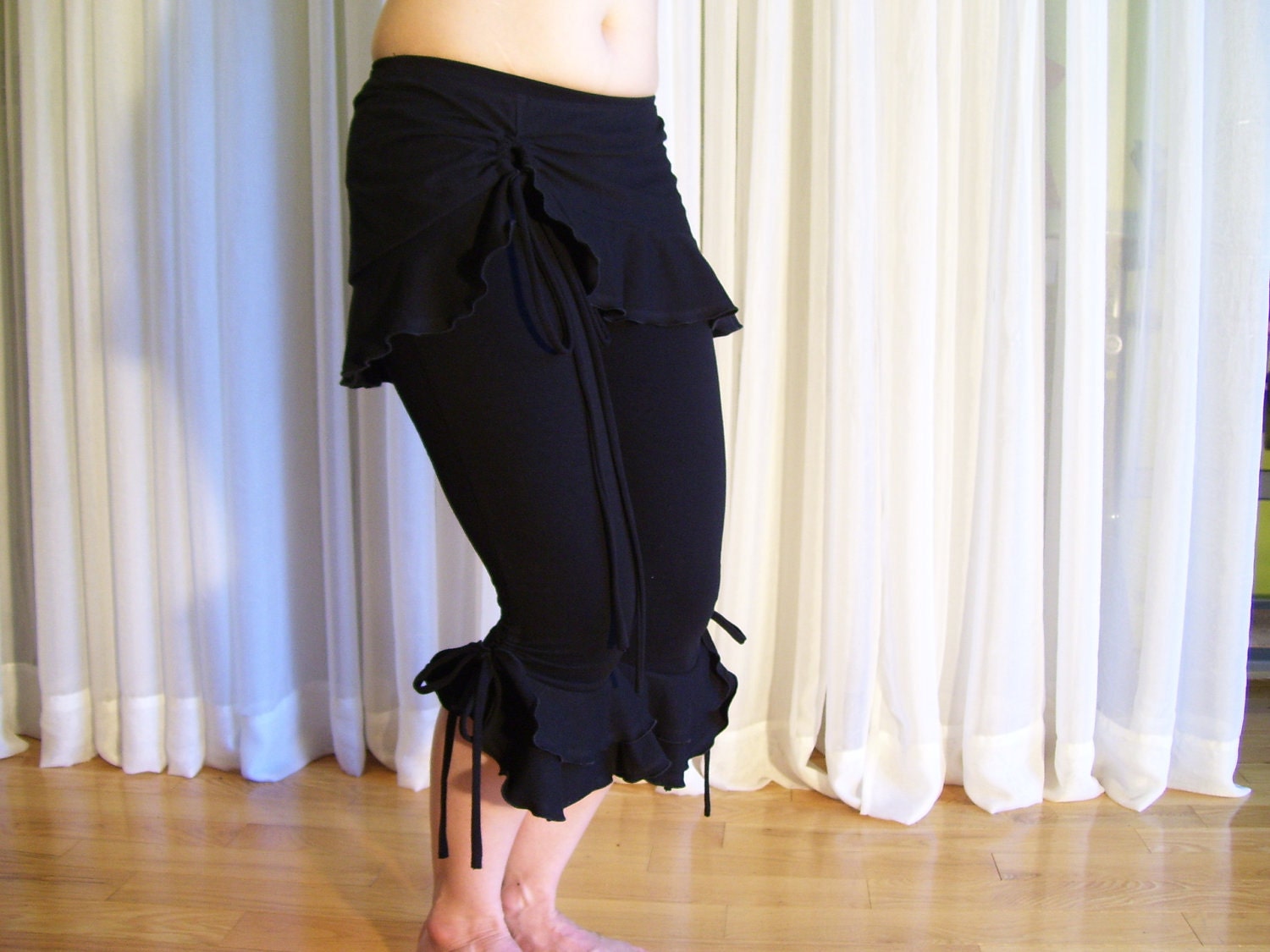 Tiny sexy bustle skirt - black cotton - YOUR SIZE