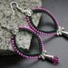 Forest Green-Pink Wrapped Hoop Earrings-FREE SHIPPING