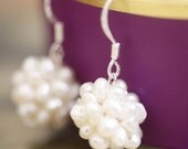 pearl cluster sterling silver earrings