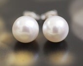simple pearl sterling silver earrings-large
