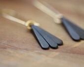Modern Ebony Wood Mini Fan Earrings