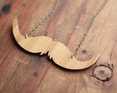 Reversible Wyatt Earp Wooden Mustache Necklace