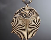 Eye of the World - Geometric Etched Brass Masonic Eye Necklace