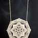 Hypnotized - Geometric Etched Brass God's Eye Necklace with Native Inspired Patterns