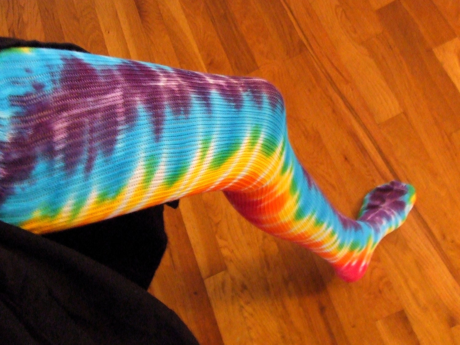 Tie Dye Thigh High Socks - Rainbow Bliss - Size Adult Small (American Apparel) - Made To Order