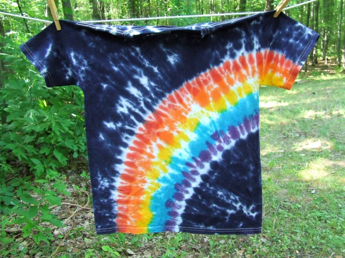 Tie Dye T-shirt - Midnight Rainbow - Youth LARGE - Ready to Ship