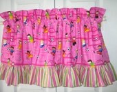 Handmade custom Pink Play Soccer window valance with ruffle  18" X 42"