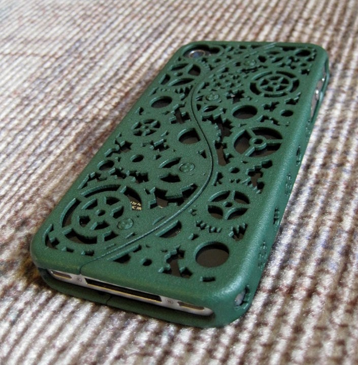 Designer Steampunk iPhone 4 Cogs and Gears Case (in 3D printed Nylon) - 8 color options