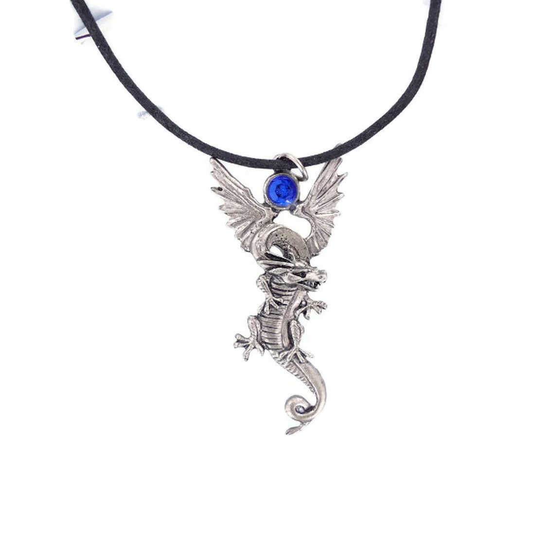 Vintage Dragon Pendant Necklace - Gothic Fantasy 1980s - Unisex- InVintageHeaven