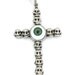 1980s Skull Cross with Green Evil Eye - Pewter Pendant Necklace - Gothic Fantasy - Unisex- InVintageHeaven