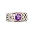 Sterling Silver Amethyst Vintage Ring - Wide Criss Cross Band - Size 7 - InVintageHeaven