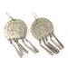 Vintage gypsy earrings - Peacock etched pattern - Large silver Boho ethnic fusion 1970s - InVintageHeaven