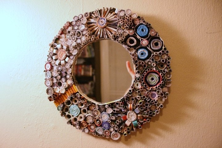 upcycled magazine mirror