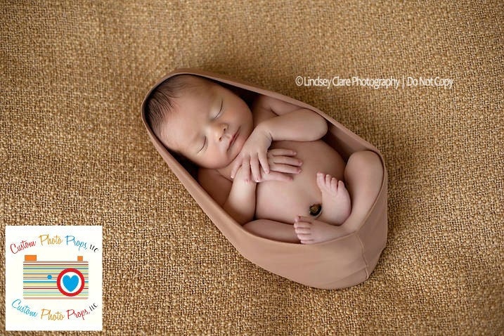 Newborn Cocoon Photo Prop Coffee Brown Fabric Cocoon Used In Professional Photography of Newborn, Infant Portrait Sessions
