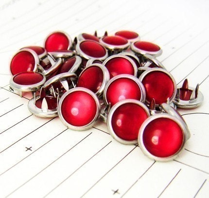 24 Red Cowgirl Snaps Pearl Prong Western Snaps