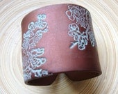 Dark Copper, Bronze Wide Cuff Bracelet  Patina Asian Floral, Handmade Jewelry by theshagbag on Etsy