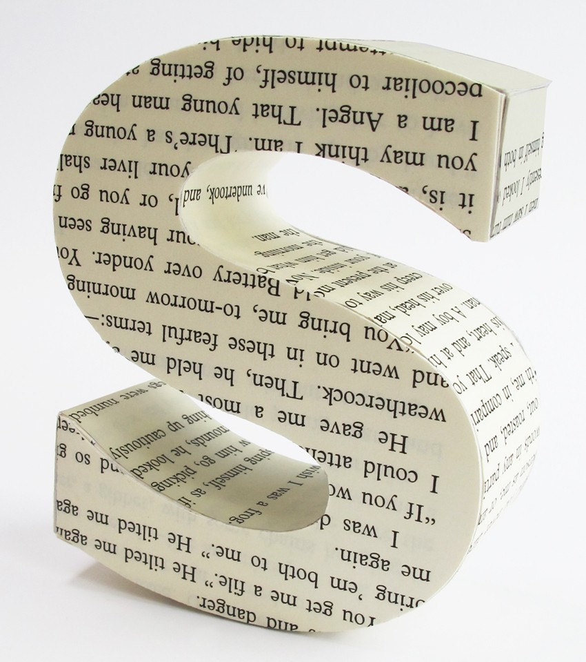 Great S-pectatons - 3D letter S from repurposed book