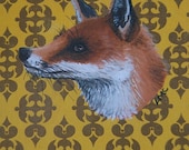 Fox Print of Original Painting on Vintage Book Cover