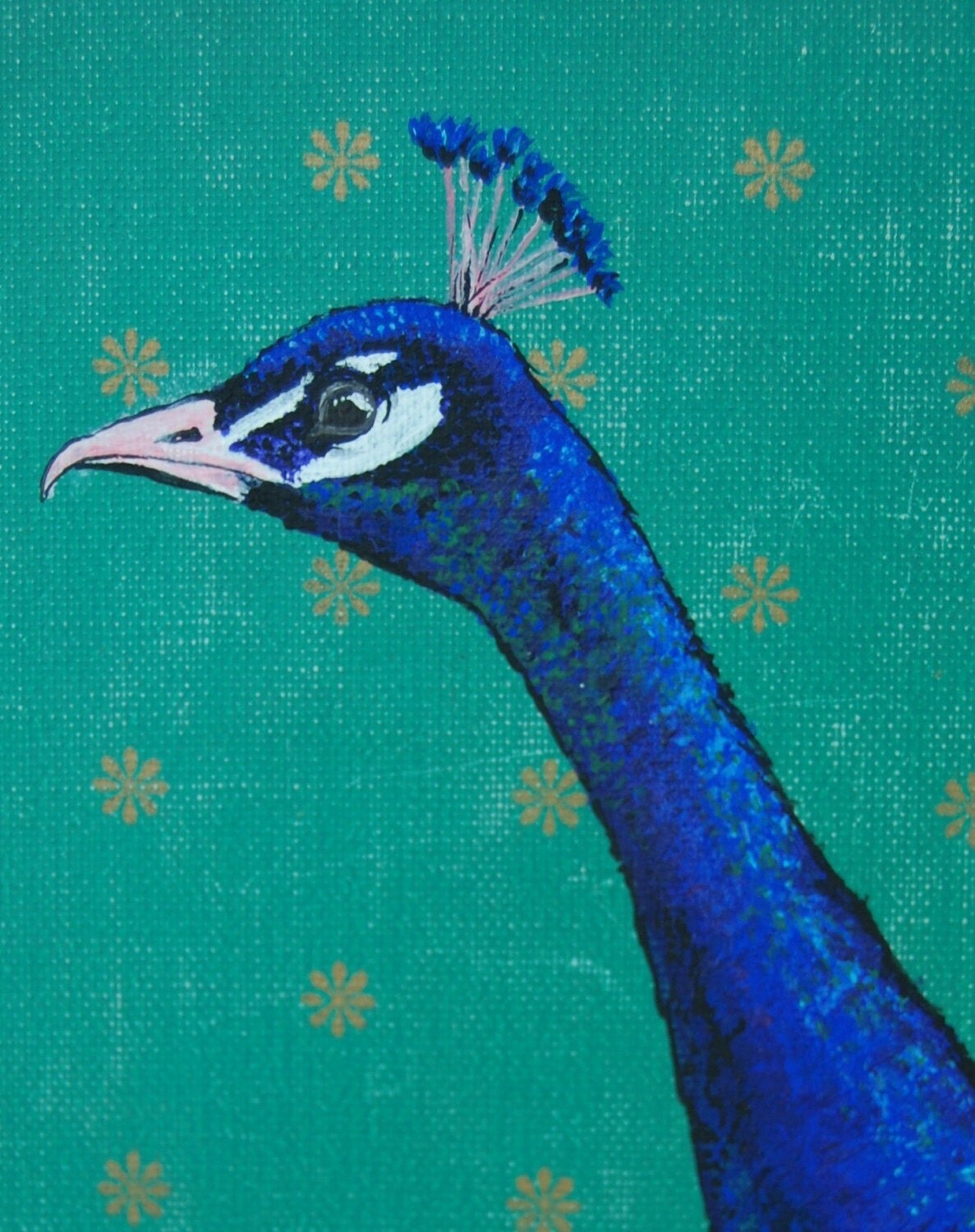 Original Peacock Painting on a Vintage Book Cover