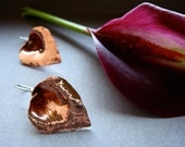 Small Hand Forged Lily Earrings in Copper  - E506 or Bronze - E507