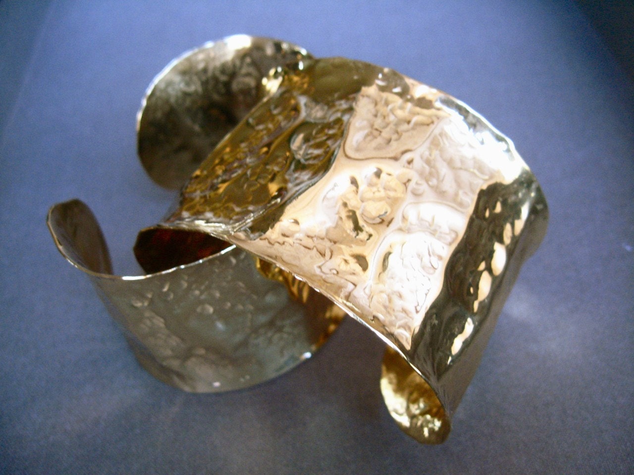 Solid Hand Forged Flared Cuff Bracelet in Copper - B003 or Bronze - B004
