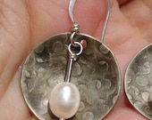 Domed Silver and Pearl Earrings