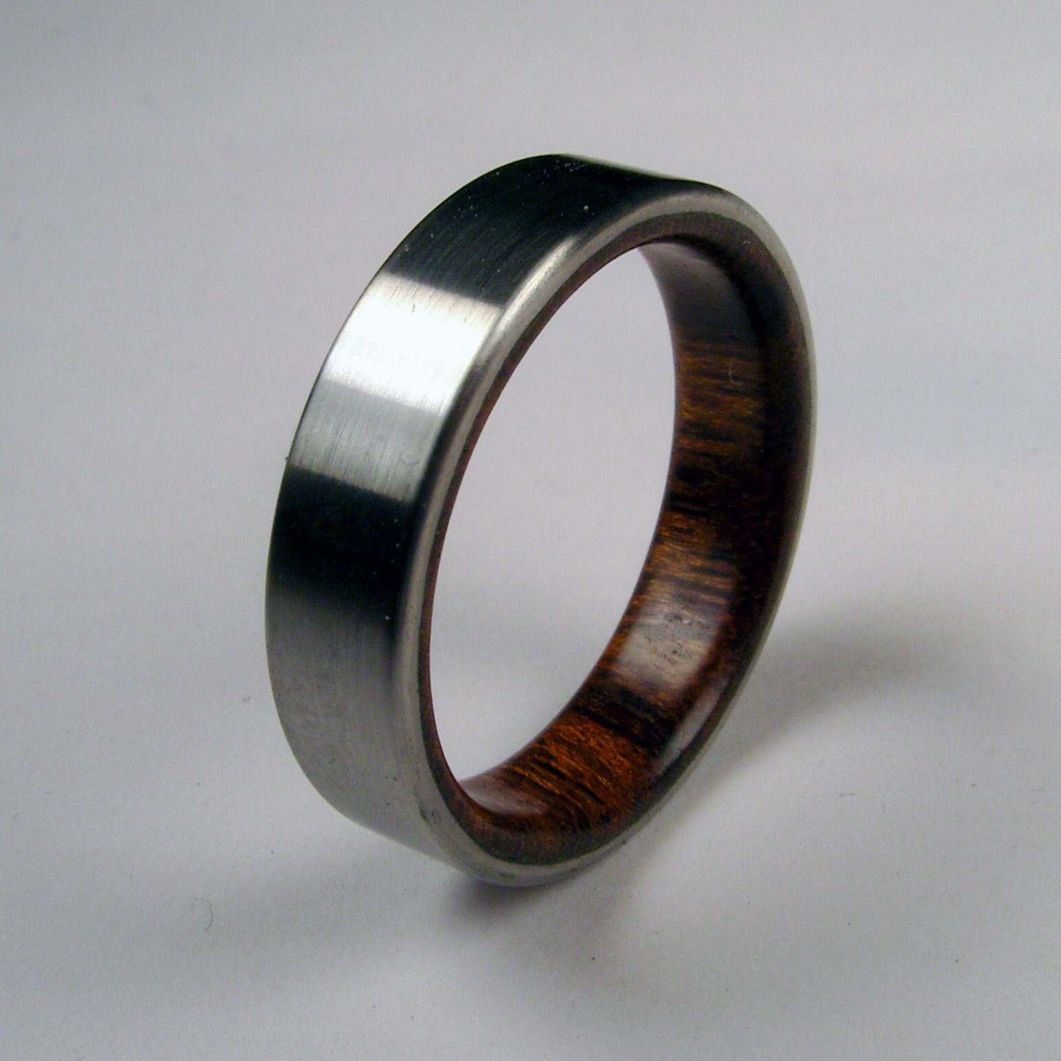 Narrow Rosewood and Titanium Band Wood Ring--Signature Series (RESERVED LISTING)