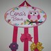Owls Love Flowers Hair Clip BOW HOLDER Girls Bedroom Wall Art Decor