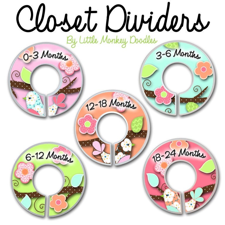 CLOSET DIVIDERS Love Birds Girls Bedroom and Baby Nursery Art Decor
